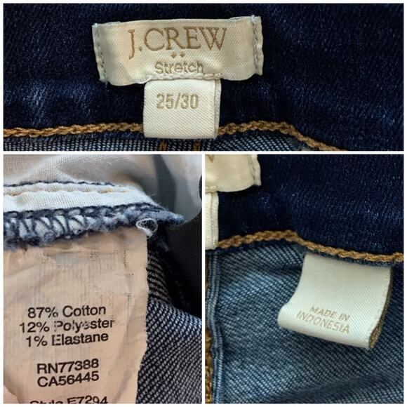 J.Crew Women's Mid Rise Skinny Slim Fit Ankle Jeans Dark Wash Stretch 25X30 - Picture 5 of 6